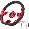 Qiilu 320mm carbon race stuurwiel modificatie race stuurwiel mini rood suede drift stuur geschikt voor carbon auto stuurwiel