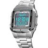 ZJchao UOMINO DATICO Digital Watch Digital Watch Banda in Acciaio Inossidabile 2 Tempo Display 5 A Allarme Backlight Acqua per gli Sport Casuali All'aperto All'aperto (SILVER)