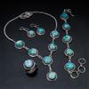 "Fatto a mano" Repubblica Dominicana Larimar Gemma Argento 925 Set di gioielli fatti a mano
