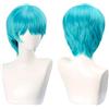 YEESHEDO Parrucca da uomo unisex anime cosplay wig donna corta sintetica dritta Halloween carnevale costume a tema festa (blu ciano)