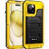 Lanhiem Cover per iPhone 15 IP68 Impermeabile, Cover Metallo Antiurto Militare con Pellicola Protettiva, 360° Completa Protezione Subacquea Antipolvere Custodia per iPhone 15, Giallo