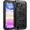 Lanhiem Cover per iPhone 11 IP68 Impermeabile, Cover Metallo Antiurto Militare con Pellicola Protettiva, 360° Completa Protezione Subacquea Antipolvere Custodia per iPhone 11, Nero