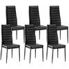 VEVOR Sedia da Pranzo Moderna 465 x 405 x 970 mm Elegante Sedia Laterale Imbottita in Pelle, 6 Pezzi, Seduta Comoda, Capacità di Carico 136 kg con Cuscini Spessi e Gambe in Metallo, Nere