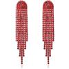 Clearine Bridal Nappe Orecchini da donna Scintillio Strass Cristallo Lungo Lineare Goccia Lampadario Bohemian Dangle Rosso Nero-fondo