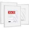 HIMEETIME® 3x Cornice 30x30 cm,Alluminio Metallo,argentata,Passepartout 20x20cm,Cornice 30x30 quadrata media,Solo per Espositore a Parete
