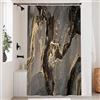 Uiiooazy Tenda Doccia Antimuffa, Tenda da Doccia 120x180cm Nero e Oro Effetto Marmo Giallo Marrone Tende da Bagno Tessuto Lavabile Impermeabile Poliestere Tende per Vasca da Bagno con 8 Anelli