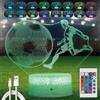 WIYETY Lampada da Calcio 3D Illusione con Luce Notturna, Telecomando e 16 Cambiamenti di Colore - Regalo per Ragazzi, Cameretta dei Bambini