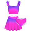 Arshiner Set Bikini da Bambina 3 Pezzi Tankini con Volant per Bambini con Gonna Costume da Bagno A Sirena Costume da Bagno Blu 130/7-8 Anni