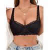 Avidlove Reggiseno da Donna Reggiseno con Ferretto in Pizzo Reggiseno a Balconcino Sexy Classico Comfort a Mezza Coppa Non Imbottito Intimo Trasparente Nero S