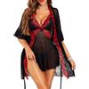 RSLOVE Intimo Donna Sexy Lingerie Babydoll in Pizzo Accappatoio Completo Intimi Set Pigiama Vestaglia Rosa Pallido S