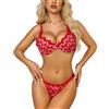 RSLOVE Set di lingerie da donna, reggiseno e mutandine, 2 pezzi, biancheria intima sexy, rosso, XL