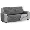 textil-home Textilhome Copridivano Malu 3 Posti (160cm) - Salvadivano Trapuntato Reversibile Universale, Protezione Antigraffio, Fodera Imbottita per Divano, Colore Grey
