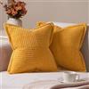 Topfinel Federe Cuscini Divano 50x50 Giallo in Velluto a Coste, 2 Pezzi con Cerniera Invisibile, Copricuscini Decorativi per Divano, Camera da Letto, Casa