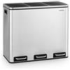 KLARSTEIN Grandmaster - Pattumiera per Rifiuti, Cestino Raccolta Differenziata, 54 L con 3 Cestini x 18 L, Riciclo, Materiale: PP/Alloggiamento in Acciaio Inox, Maniglie, Acciaio Inox Spazzolato/Nero