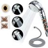 Pimaja Soffione doccia ionico con tubo, soffione doccia minerale ad alta pressione con filtro perline per acqua dura, 4 modalità, rimovibile per evitare blocchi, con tubo flessibile e perline di