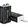CITYORK Batteria 9V 1200mAh(2 Pack), PP3/MN1604/6F22/6LR61 Batteria ricaricabile al litio USB, con porta di ricarica micro USB, adatta per rilevatori di fumo, stufa a gas, chitarra, tastiera e altro