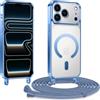 Kokio Cover Magnetica per iPhone 17 Pro Case avec Cordino,Compatibile con MagSafe, Trasparente Morbido Custodia Paraurti Antiurto, Resistente all'us, Antigraffio, Blu