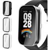 iVoler 3 Pezzi Cover con Vetro Temperato per Xiaomi Smart Band 9 Active/Redmi Band 3 (Non per Xiaomi Mi Band 9), Copertura Completa Custodia Rigida Pellicola Protettiva Case, 2 Trasparente + 1 Nero
