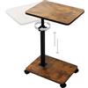 SEHAUSEU Tavolino a forma di C, in metallo, moderno, regolabile in altezza con ruote, piccolo, laterale, da letto, comodino, per soggiorno, camera da letto, bagno