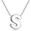 Candyfancy Collana Iniziale Argento 925 Donna Lettera Alfabeto Pendenti Nome A-Z Ciondolo Piccolo Catena 18 Pollice (Catena Ciondolo Lettera S)