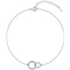 Glintara Sillber, cavigliera da donna, in argento Sterling 925, con doppio anello estivo, da spiaggia, cavigliera, cavigliera con rametto e foglia, regolabile, impermeabile, 27 centimeters, Argento