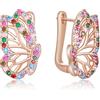 EVER FAITH Moda 18 K Oro Farfalla Huggie Hoop Orecchini per Donna Ipoallergenico Multicolore Gemma Carino Farfalla Orecchini Delicati Nozze Party Gioielli Accessori, Zirconia cubica