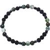 Beloved ❤️ Bracciale da uomo con pietre dure naturali e divisori in ematite - Adattabili al polso con elastico (Double Round Nero/Verde)