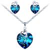 MICSAVI Elegante Blu Cuore Cristalli Parure di Gioielli Set Orecchini Collana Donna Argento Sterling 925 Set di gioielli con zirconi, catena 45cm