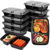 KAHEIGN 12 Pezzi 2 Scomparti Contenitori per Preparazione dei Pasti, 1000ml Riutilizzabile Vassoi per Alimenti in Plastica Contenitore per Gastronomia a Tenuta Stagna Senza BPA con Coperchi Ermetici