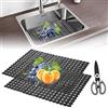 ZRUEWOT Set da 2 Tappetino Lavello Cucina, di Tappetini Tppetino Silicone Cucina con Forbici Tappetini Cucina per Lavelli in Ceramica/Acciaio Inossidabile nero 30 x 40cm