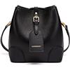 Doris&Jacky Piccola borsa a tracolla in pelle con coulisse Premium a 2 vie Secchio Crossbody per le donne, 1-nero, Large