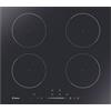 Candy CI642CTT - Piano cottura a induzione, funzionamento mono touch, 4 zone di cottura, vetro senza cornice, colore: Nero