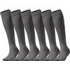 HiFEN® 6 paia di calzini alti al ginocchio da donna in cotone extra lungo liscio coscia grip calze lavorate a maglia, Grey