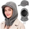 AYPOW Donna Inverno Termico Cappelli in Maglia e Sciarpe, 2 in 1 Caldo Antivento Regolabile Passamontagna con Scaldacollo, Moda Cappello con Visiera Cappuccio Berretto per Sport all'Aria Aperta