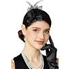 BABEYOND Fascinator con piume da donna, elegante ed elegante, accessorio per capelli da sposa, Nero , Taglia unica