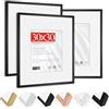 HIMEETIME® 3x Cornice 30x30 cm,Alluminio spazzolato Metallo,Nero,Passepartout 20x20cm,Cornice 30x30 quadrata media,Solo per Espositore a Parete