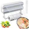 DBAATTZ Distributore di Pellicola con Taglierino 3 in 1, Magnetico Portarotolo Da Parete Pellicola, Dispenser di Carta in Alluminio e Pellicola, Portarotolo da Cucina, Colore Del legno