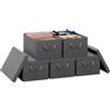 WOLTU 5 Pezzi Organizer per Armadio con Coperchio Rimovibile, Scatole Portaoggetti in Tessuto, Contenitore Pieghevole con Maniglie, Scatole per Vestiti, Grigio, 27 L