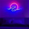 Xusdamyj Insegna al neon con tramonto sopra le onde, cartello all'alba al tramonto per decorazione da parete, insegna al neon dimmerabile con onda al neon, per camera da letto, soggiorno, feste, bar,
