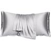 Nazaz Set di 2 Federe in Seta per Cuscini Letto (50x80 cm) - Lusso Ipoallergenico, Morbidezza Superiore, Ideale per Capelli e Pelle, Chiusura a Busta - Eleganza e Comfort per Ogni Stagione (Argento)