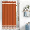 Uiiooazy Tenda Doccia Antimuffa, Tenda da Doccia 120x200cm Terracotta Boho Chic Arancia Minimalista Bianco Righe Tende da Bagno Tessuto Lavabile Impermeabile Tende per Vasca da Bagno con 8 Anelli