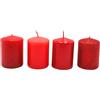 Dekohelden24 Candele dell'Avvento, candele a pilastro, candele da tavolo, candele a blocco, colore rosso dell'Avvento, confezione da 4 pezzi, lunghezza 5 x 5 x 7 cm
