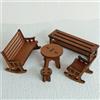KARLOR Set di mobili in legno in miniatura, 5 pezzi, per casa delle bambole, mini sedia a dondolo, tavolo rotondo in legno, per scena Mni, paesaggio in miniatura, decorazione del giardino delle fate