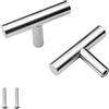 hocadon 10 Pezzi Manopola in Acciaio INOX Spazzolato Forma a T, T Bar Maniglie per Mobili Foro Singolo, Pomelli con Viti per Mobili, Cucina, Cassetti e Armadi, Argento (50mm)