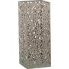 DRW Portaombrelli Quadrato in Metallo Traforato con Piatto Raccoglie acque in PVC in Nichel 19x19x49cm, Multicolore, estandar
