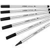 STABILO - Premium Fiber Tip Pen con Pennello Punta Penna 68 Pennello - Portafoglio da 6 - Nero