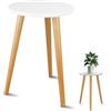 Yoodriy Supporto per Piante da Interno in Legno, Design Rotondo Moderno, Tavolino Decorativo Stile Metà Secolo, Portavasi Elegante e Robusto per Casa, Soggiorno, Balcone o Ufficio, Colore Bianco