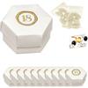 Ingrosso e Risparmio Bomboniere Set Compleanno 18 Anni 10 Scatoline Esagono con 18 Anni Color Oro Rilievo Bustine Confetti Bigliettino Personalizzabile Confettata Ragazzo Ragazza Segnaposto Fai da Te