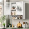 unho Armadietto Bagno da Parete in Bambù Pensile Salvaspazio 2 Ante, Bianco