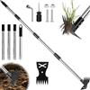 YIYAXIN Estirpatore Erbacce Rimuovere con Manico Lungo Regolabile 148 cm, Estrattore Zappa Orto Rastrello Giardino 2 in 1 Manuale, Strumento Giardinaggio Arieggiatura Diserbo per Cortile, Prato, Patio